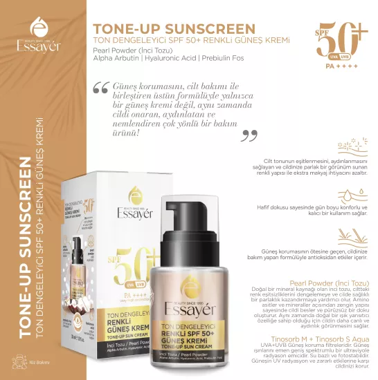 Essayer renkli güneş kremi inci tozlu