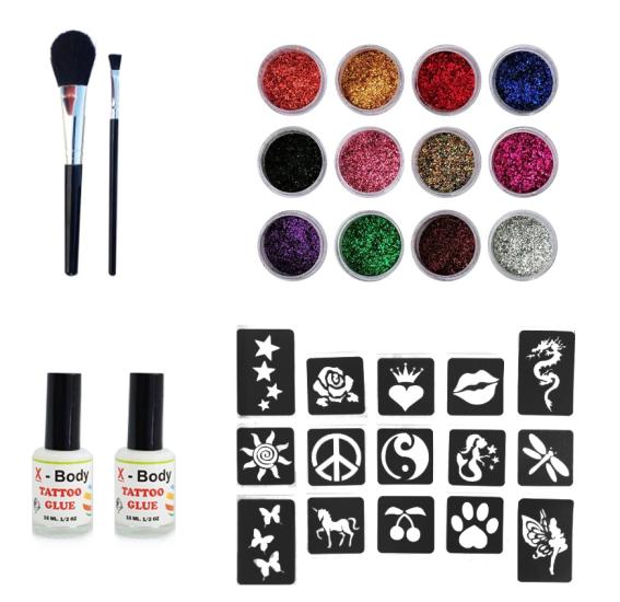 Simli dövme glitter tattoo set